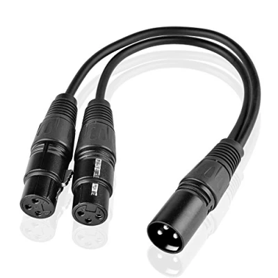 Immagine di SIENOC 30cm Cavo Per Microfono 3pin XLR Maschio to Dual 2 Femmina Y Splitter Cable Adattatore (XLR(M) (F) x 2, Nero)