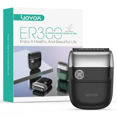 Immagine di VOYOR Mini Rasoio Elettrico Portatile Barba e Capelli Ricaricabile per Guance, Collo Lavabile Uscire Viaggiare a Lamina ER300(Argento)