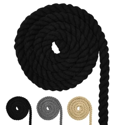Immagine di Cordoncino di cotone, corda nera macramè, diverse misure, cotone per lavori fai da te, regalo (nero, 20 mm (5 m)