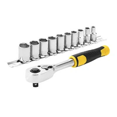 Immagine di STANLEY STMT82666 0 Set cricchetto att. 1/4&quot; + Chiavi a bussola 11 pz, Grigio, Pièces