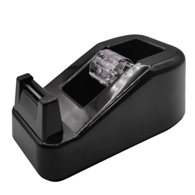 Immagine di RAYLU PAPER Dispenser di nastro adesivo per ufficio, con peso e base antiscivolo, resistente, adatto rotoli da 33 m (Nero)