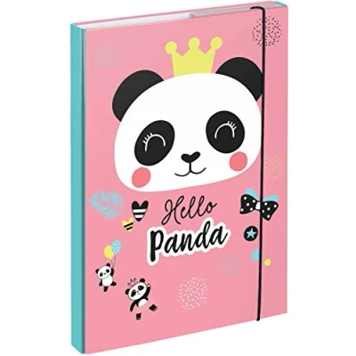 Immagine di Baagl Raccoglitore per cartelle scolastiche A4 Cartellina bambini con elastico e alette interne Cartella portadocumenti ragazze (Panda)