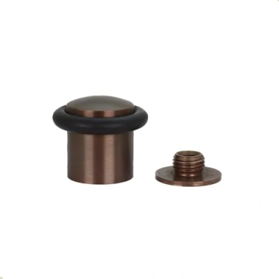Immagine di Fermaporta 24 x 30 mm Base filettata Ottone opaco Gomma nera Include vite + tassello di fissaggio EVI Hardware I 18024X30