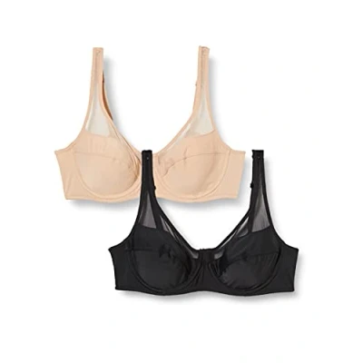 Immagine di DIM Reggiseno con Ferretto Generous Classic Supporto Perfetto Donna x2, Skin/Nero, 3C