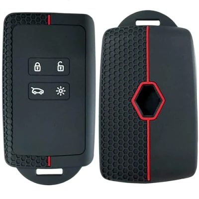 Immagine di Cover chiave per auto Renault Clio Megane Koleos Kadjar Kangoo Twingo Talisman Captur Space Dacia Duster, custodia carte Renault, silicone TPU 4 pulsanti