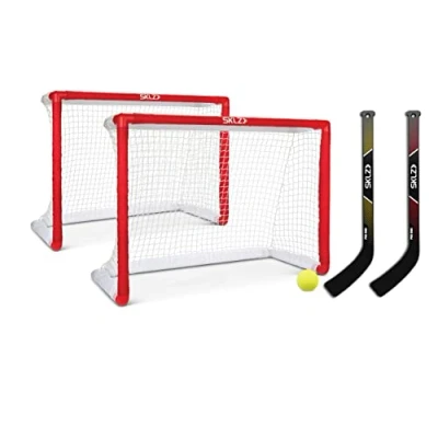 Immagine di SKLZ Pro Mini set da hockey in miniatura per interni, include 2 obiettivi, bastoncini e 1 palla schiuma, taglia unica, rosso