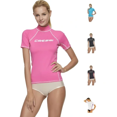 Immagine di Cressi Rash Guard, Maglia Protettiva a Maniche Corte, in Speciale Tessuto Elastico, Protezione Solare UV/UPF 50+ Donna, Rosa, M