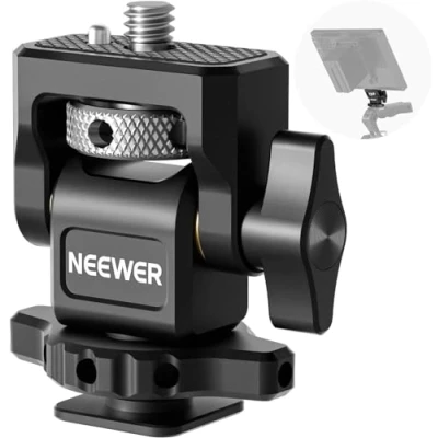 Immagine di NEEWER Supporto Monitor per Fotocamera con Cold Shoe (2Pz), Vite Anti Torsione 1/4&quot; Compatibile Atomos Ninja V e SmallRig, Girevole a 360 Smorzamento dell&#039;Inclinazione 180, MA006