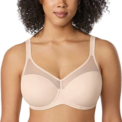 Immagine di DELIMIRA Donna Reggiseno Taglie Forti con Ferretto Sostegno Copertura Totale Comodo Leggermente Imbottite Beige 7C