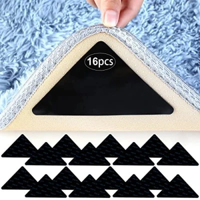 Immagine di AiQInu 16 Pezzi Adesivi Antiscivolo per Tappetini, Riutilizzabili, Gripper lavabili pavimenti in legno e duri di tutti i tipi dimensioni tappeti