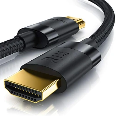 Immagine di CSL Cavo HDMI 8K / 4K 2.1/2.0 5m @ 60Hz 120Hz 240Hz 48 Gbps 3D Ultra High Speed con Ethernet TV Blu ray PS5 Xbox Series X Switch nero 5 metri