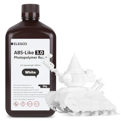 Immagine di ELEGOO Resina ABS Like 3.0, LCD UV Rapida Alta Precisione, Non Brittle, Migliorata Forza e Durezza per LCD/DLP Stampante 3D Fotopolimerica, Bianco 2000G