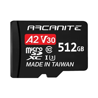 Immagine di ARCANITE 512 GB microSDXC Memory Card with Adapter A2, UHS I U3, V30, 4K, C10, Micro SD AKV30A2512