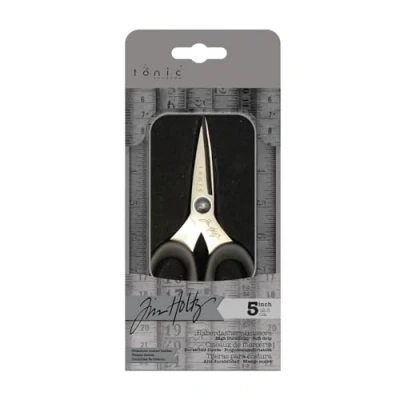 Immagine di Tim Holtz Piccole forbici da 12,7 cm, multiuso per tagliare tessuti, fai te e cucito, mini con punta in titanio impugnatura comoda