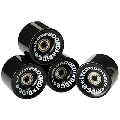 Immagine di Ridge Skateboards Cruiser w ABEC 7 Ruote Morbide 59 mm con Cuscinetti, Set di 4 Pezzi, Nero