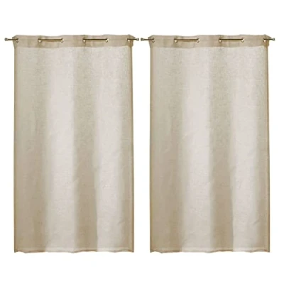 Immagine di Linder 0169/29/475RI Coppia di Tende dritte Kaolin, con Occhielli, Colore Beige Naturale, 50% Poliestere, Lino, 70x120