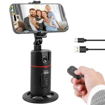 Immagine di Treppiede per auto Face Tracking, rotazione a 360, supporto telefono intelligente, selfie, treppiede, controllo gestuale, fotocamera con telecomando vlog, registrazione video,