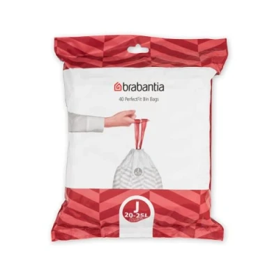 Immagine di Brabantia Sacchetti Spazzatura PerfectFit (Codice J/20 25 Litri) Plastica Resistente Sacchi Immondizia con Nastro di Chiusura (40 Sacchi)