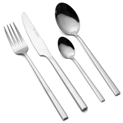 Immagine di FLORINA Set di Posate in Acciaio Inox I 24 Pezzi per 6 Persone da Tavola Servizio ASTORIA Completo Forchette, Coltelli, Cucchiai Tavola, Tè Argento