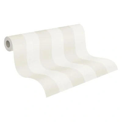 Immagine di A.S. Création Carta da parati in tessuto non a righe beige e bianco per diverse stanze parete 10,05 m x 0,53