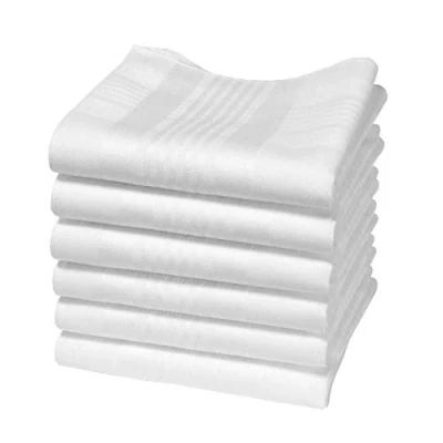 Immagine di Hankiss Fazzoletti in Cotone Biologico Bianco Modello ICE Taglia Grande 43cm x 6 pezzi 100% Certificato GOTS