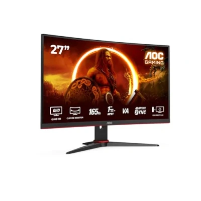 Immagine di AOC Gaming CQ27G2SE Monitor curvo QHD da 27 pollici, Adaptive Sync (2560x1440, 165 Hz, HDMI 1.4, DisplayPort 1.2) nero/rosso