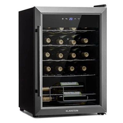 Immagine di Klarstein Ultimo Uno Cantinetta Vino, Cantina Vini Doppia Temperatura, Frigo Vino con Temperatura: 5 18 C, Pannello di Controllo Touch, Spazio per 20 Bottiglie, Vol. 53 Litri, Nero