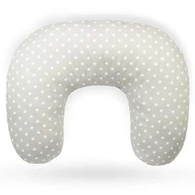 Immagine di Ella NP GreyStars Cuscino per allattare e nutrire comodamente i bambini, poggiatesta imbottito neonati con rivestimento in cotone rimovibile grigio stelle