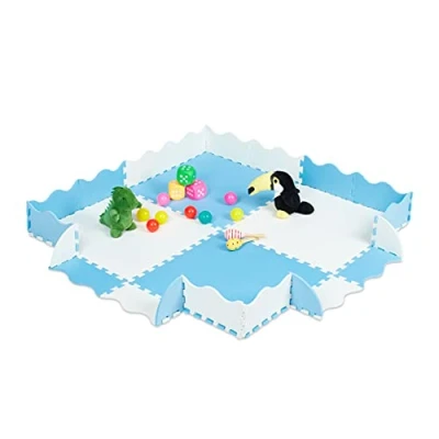 Immagine di Relaxdays 52 Tappeto Puzzle in 24 parti, Gommapiuma EVA, Atossico, 120x120 cm, con Bordo Rialzato, Antiurto, Blu/Bianco, Colore, 1 x 150 10037479_45