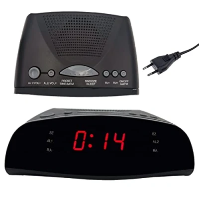 Immagine di DISCORAMA RADIO SVEGLIA DIGITALE DOPPIO ALLARME CON DISPLAY LED, RADIOSVEGLIA FM FUNZIONE SNOOZE, DA COMODINO