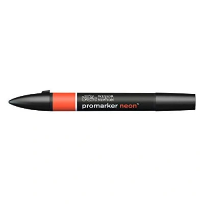 Immagine di Winsor &amp; Newton 0205405 ProMarker Neon Pennarello professionale per layout 2 punte sottili e larghe disegni, design Rosso lucido