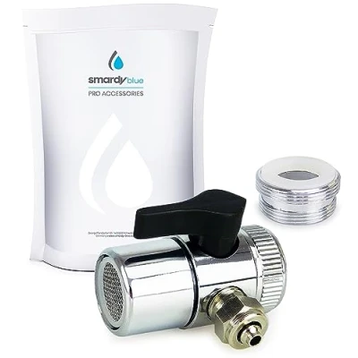 Immagine di smardy Collegamento all&#039;Acqua Valvola Deviatore 1/4&quot; con Adattatore M22xM24, Rubinetto Diverter per Osmosi Inversa Filtro Acqua Tubo 6,35mm (1/4&quot;)