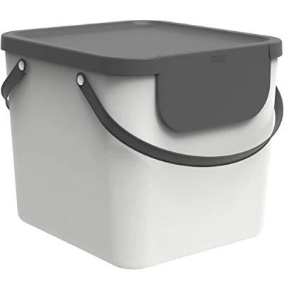 Immagine di Rotho Albula Sistema di Separazione dei Rifiuti per la Cucina, Plastica (PP) senza BPA, Bianco/Grigio (Antracite), 40 L, 40.0 x 35.8 34.0 cm