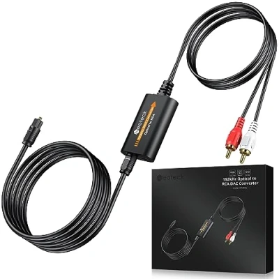 Immagine di Neoteck DAC Convertitore 192Khz Con Chip Amplificatore Audio Adattatore Ottico Toslink a RCA 7piedi/2,1m Cavo da SPDIF per HDTV Set Top Box DVD/Blu Ray
