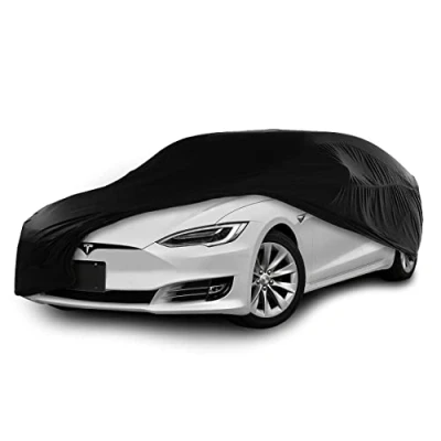 Immagine di Cosmos Copertura per auto da interno compatibile con tutte le principali Berline Grandi, Tessuto Elastico, Traspirante e Antipolvere, Morbido al Tatto, Aderente, Nero