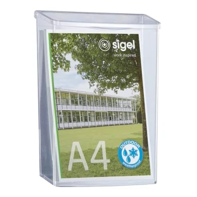 Immagine di SIGEL LH325 Porta depliant da esterno, in acrilico, resistente alle intemperie, per A4, 1 pz