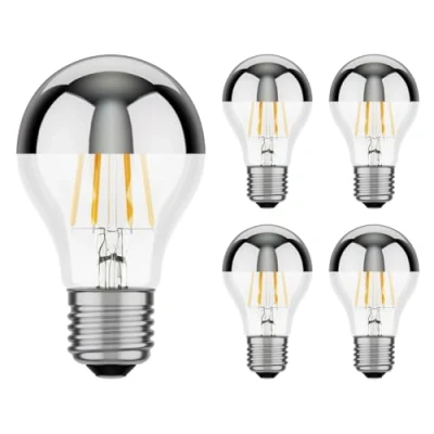 Immagine di ledscom.de 5 pezzi E27 lampadina LED, A60, bianco caldo (2700 K), 6 W, 667lm, testa a specchio (argento)