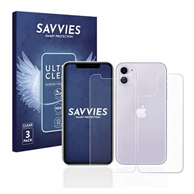 Immagine di savvies (6 Pezzi Pellicola Protettiva per Apple iPhone 11 (Fronte+Retro) Protezione Schermo Trasparente