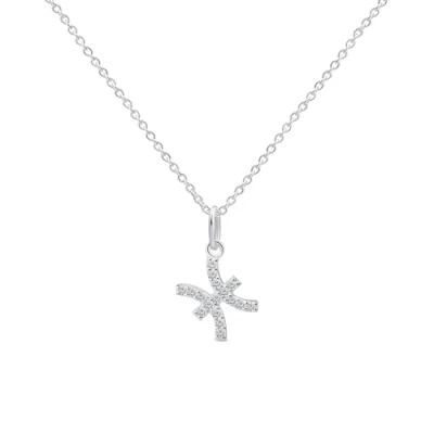 Immagine di Amberta Collana Segno Zodiacale in Argento Sterling 925 con Zirconi per Donna:Collana Pesci
