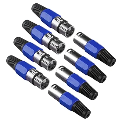 Immagine di 4set Connettori Xlr Maschio Femmina 3 Pin Testa per Cavo Dmx, Bilanciato Presa Cannon da Saldare Microfono, Connettore Poli Spina Centralina Luci cavi Dmx
