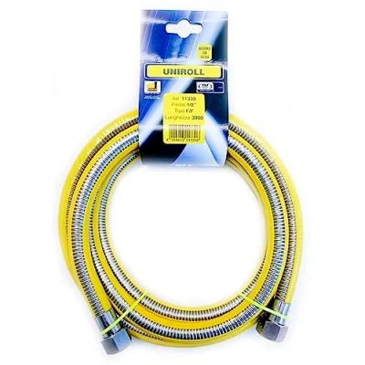 Immagine di Tubo flessibile del gas 3 mt 1/2&quot; acciaio FF secondo la norma EN 15266 UNIROLL
