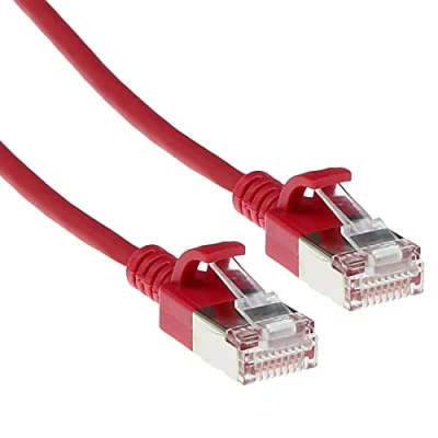 Immagine di ACT cavo di rete CAT6a, U/FTP LSZH, sottile, 3,8 mm, CAT 6a flessibile con spina RJ45, per uso nei data center dati, 5 metri, rosso DC7505