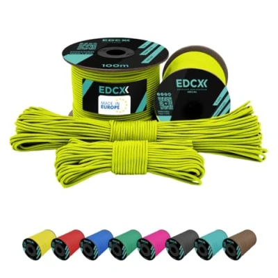 Immagine di EdcX 2 mm Nylon Paracord 275 (15, 30, 50 And 100 m) 100% Rope, 3 Strand Cord, Cord in Many Colours (Sofit Yellow, 30