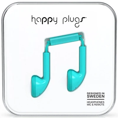Immagine di Happy Plugs Auricolari Earbud con Microfono e Comandi Integrati, Turchese