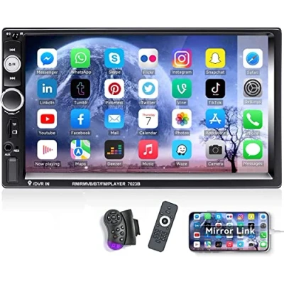 Immagine di CAMECHO Bluetooth Autoradio 2 DIN 7&#039;&#039; Touch Screen MP5 Player Radio FM iOS/Telefono Android Mirror Link con AUX Dual USB Porta SD Auto radio+ Controllo del Volante