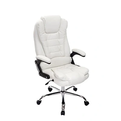 Immagine di CLP Sedia Ufficio Thor in Similpelle I Poltrona Studio Portata Max 150 kg Pc Ergonomica Imbottita E Regolabile, Colore:Bianco