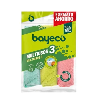 Immagine di Bayeco Confezione da 1 panni multiuso 100% microfibra tutte le superfici Elevata capacità di assorbimento e finiture prive pelucchi, solo con acqua, 3 pezzi (confezione 1)