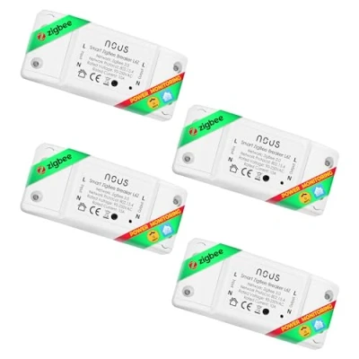 Immagine di NOUS Interruttore ZigBee L6Z Alexa domestico intelligente Tuya con timer wireless a led fai da te Relè luce 230v Assistente Google Home ZigBee2MQTT (Zigbee, Pack of 4)