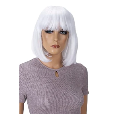 Immagine di CAISHA Parrucca Bob Capelli Corti Cosplay Spettacolo Teatrale Fibra Sintetica Resistente Al Calore Liscio Bianco SH032s