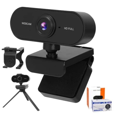 Immagine di IGUGI Webcam PC con Microfono,1080p USB,Web Cam Full HD,Rotazione di 360 Gradi Plug &amp; Play Videocamera Telecamera Microfono e Treppiede per Riunioni Streaming